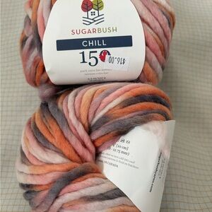 Sugar Bush Chill Yarn in Pink, Orange, and Gray